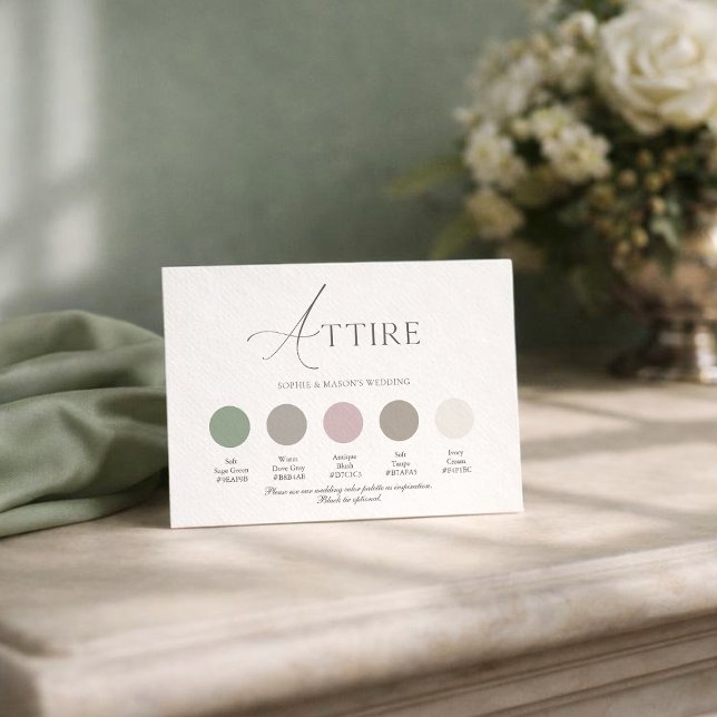 Salbeigrüne Hochzeitskleidung Karte (Von Creator hochgeladen)