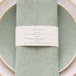 Salbeigrüne Hochzeitsmenü Einladungsbanderole