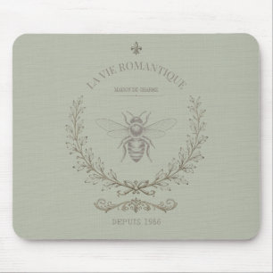 Salbeigrüne Honigbiene Vintage Französisches Landh Mousepad