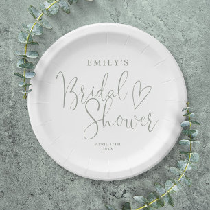 Salbeigrüne Kalligrafie-Bridget-Party Pappteller