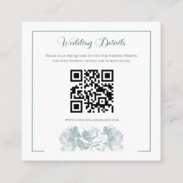 Salbeigrüne Kalligrafie QR-Code Hochzeit Begleitkarte