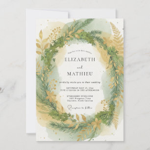 Salbeigrüne Kiefernwald-Hochzeit Einladung