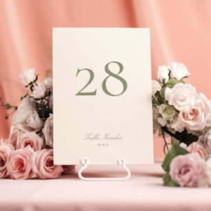 Salbeigrüne klassische elegante Hochzeitstischnumm Einladung