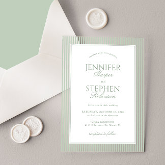 Salbeigrüne klassische Hochzeit Acryleinladungen