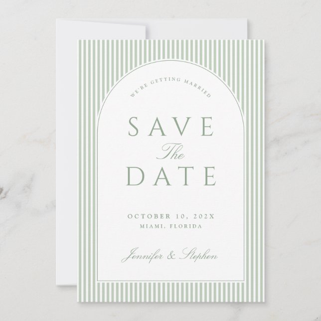 Salbeigrüne klassische Save-the-Date-Einladung Save The Date (Vorderseite)