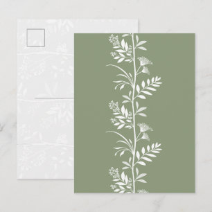 Salbeigrüne Kletter-Wildblumen-Silhouette Postkarte