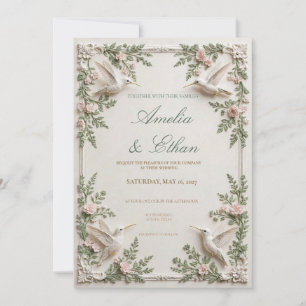 Salbeigrüne Kolibri-Hochzeitseinladung Einladung