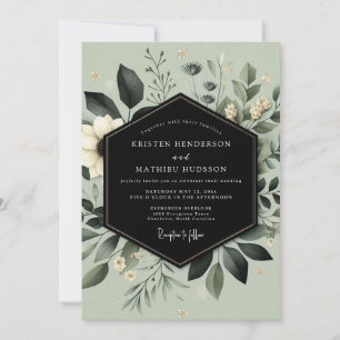 Salbeigrüne kultivierte botanische Hochzeit Einladung