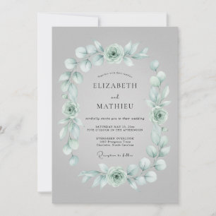 Salbeigrüne künstlerische Winterhochzeit Einladung