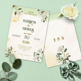 Salbeigrüne Magnolie Florale Hochzeitseinladung Einladung