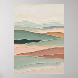 Salbeigrüne Minimalistische Abstrakte Landschaft P Poster