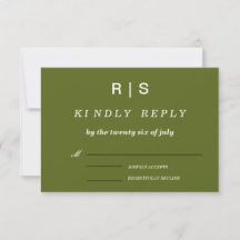 Salbeigrüne Monogramm-Hochzeits-RSVP-Karte