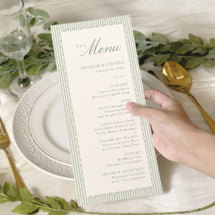 Salbeigrüne Monogramm-Hochzeitsmenükarte Menükarte