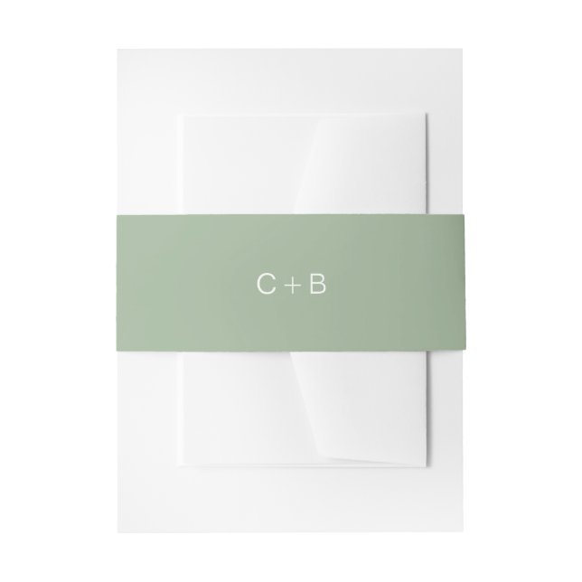 Salbeigrüne Monogramm Moderne Hochzeit Einladungsbanderole (Vorderseite Beispiel)