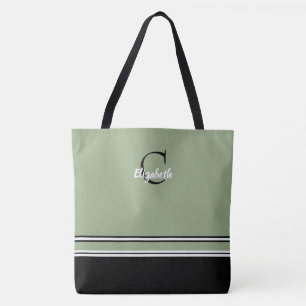 Salbeigrüne Monogrammstreifen Personalisiert