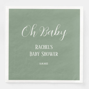 Salbeigrüne Oh Baby Schrift Artige moderne Babypar Serviette