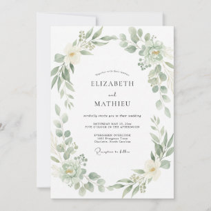 Salbeigrüne Organische Botanische Hochzeit Einladung