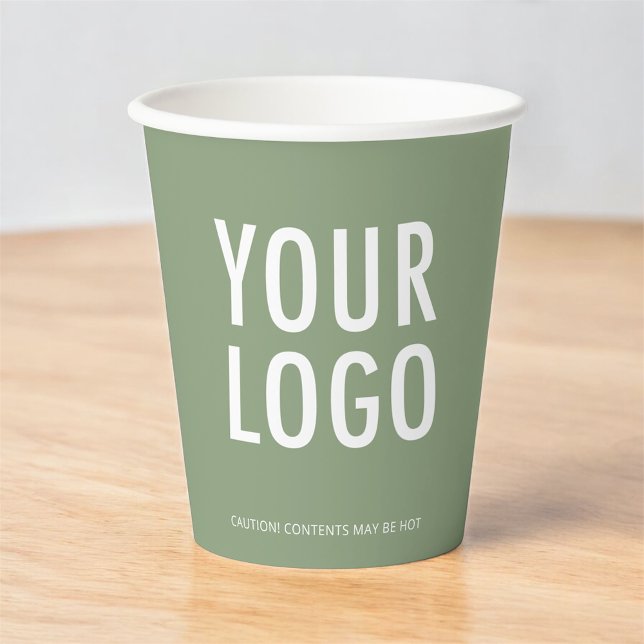 Salbeigrüne Papiertassen mit individuellem Firmenl Pappbecher (MISOOK Sage Green Paper Cups with Logo)