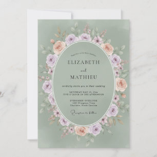 Salbeigrüne pastorale Wiesenhochzeit Einladung