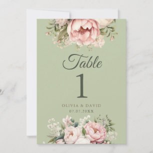 Salbeigrüne Pfingstrosen-Blumen-Hochzeitstisch-Num