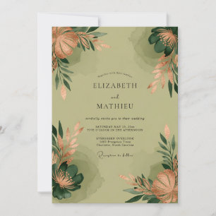 Salbeigrüne poetische botanische Hochzeit Einladung