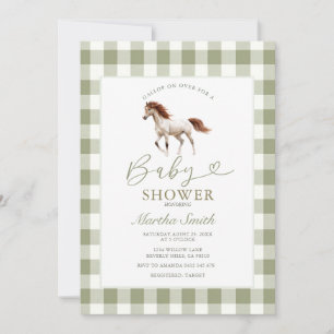 Salbeigrüne Pony-Baby-Shower-Einladung Einladung