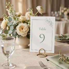 Salbeigrüne Quiet Luxury Hochzeitstischnummer Tischnummer