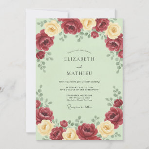 Salbeigrüne reiche romantische Hochzeit Einladung