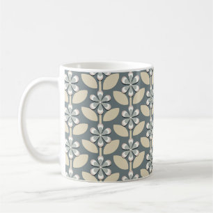 Salbeigrüne Retro-Blumen Kaffeetasse