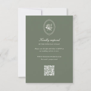 Salbeigrüne Rosen-Hochzeitsdetails RSVP Karte