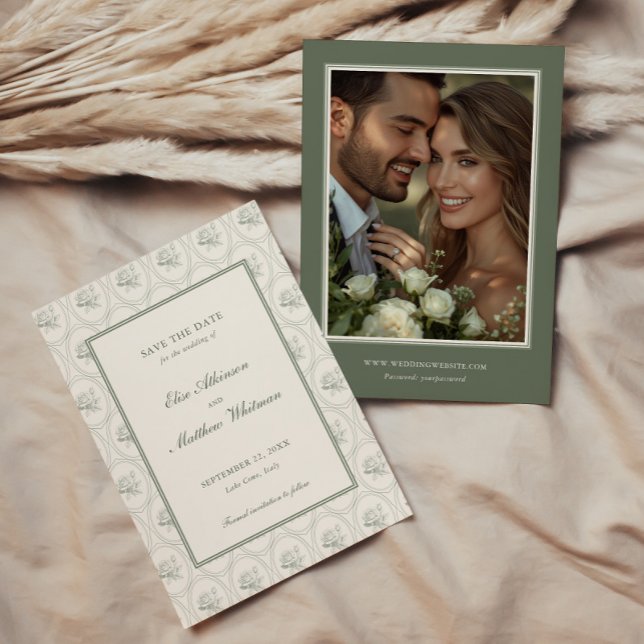 Salbeigrüne Rosenhochzeit Save The Date (Von Creator hochgeladen)