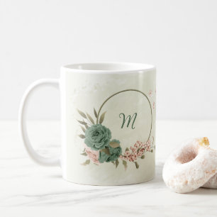 salbeigrüne Röte Blumenmuster Kaffeetasse