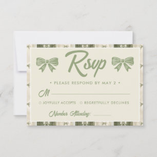 Salbeigrüne Rustikale Jeans-Hochzeit RSVP Karte