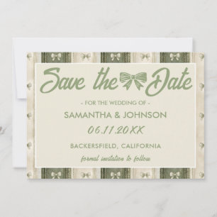 Salbeigrüne Rustikale Jeans-Hochzeit Save The Date