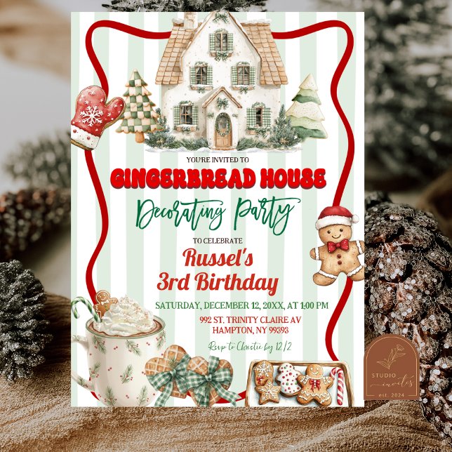Salbeigrüne Rustikale Lebkuchen-Dekorationsparty Einladung (Von Creator hochgeladen)