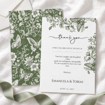 Salbeigrüne Schmetterlings-Blumen-Toile-Hochzeit