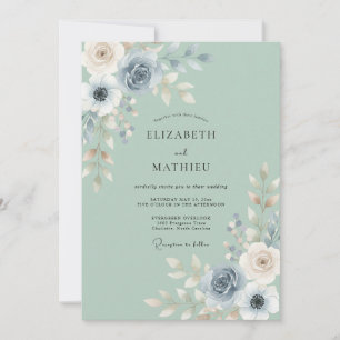 Salbeigrüne Seraphische Aquarell-Hochzeit Einladung