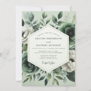 Salbeigrüne Serene Waldhochzeit Einladung