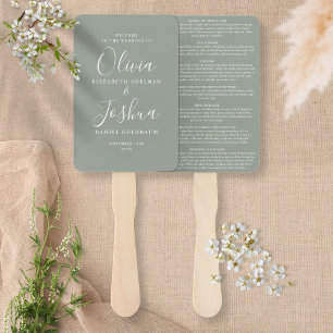 Salbeigrüne Signature-Script-Jüdische Hochzeit Fächer