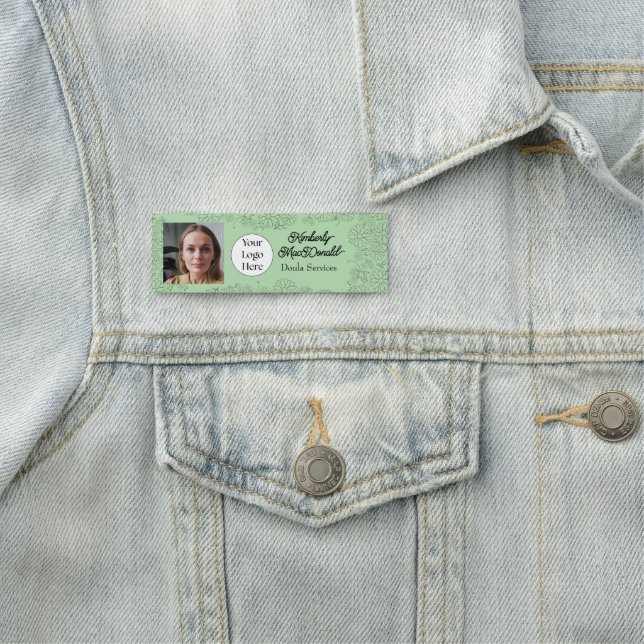 Salbeigrüne Skript-Doula-Dienste Namensschild (Beispiel)