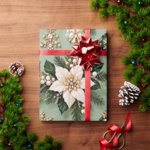 Salbeigrüne Smaragd-Weihnachtsbänder Geschenkpapier