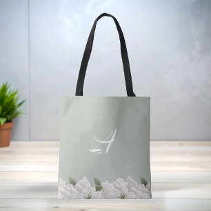 Salbeigrüne Spitze Blumen Monogramm stilvolle Trag