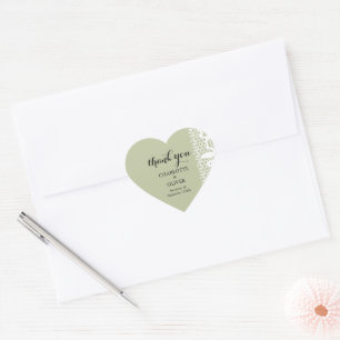 Salbeigrüne Spitzen-Herz-Hochzeitsaufkleber Set Herz-Aufkleber