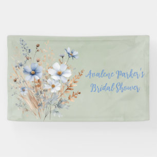 Salbeigrüne Staubblaue Wildblumen-Brautparty Banner