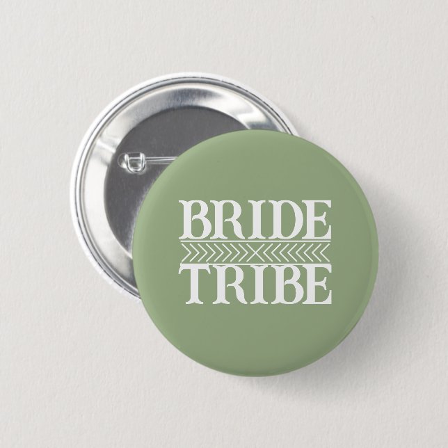 Salbeigrüne stilisierte Braut Tribe Button (Vorne & Hinten)