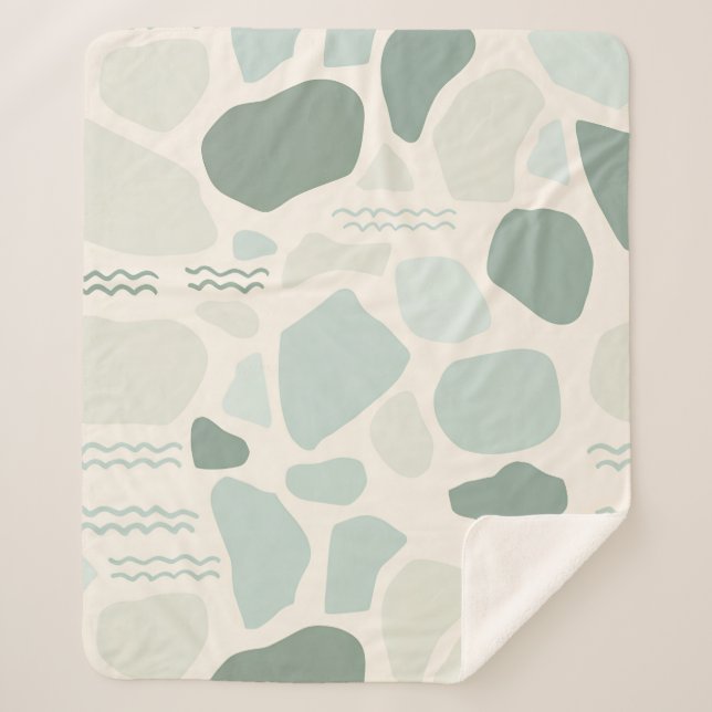 Salbeigrüne Strandglas-Textur Küstenästhetik Sherpadecke (Vorderseite)