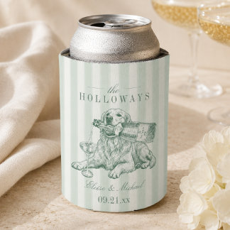 Salbeigrüne Streifen Golden Retriever Hochzeit Dosenkühler