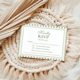 Salbeigrüne Streifen-Old-Money-Hochzeits-Einladung RSVP Karte