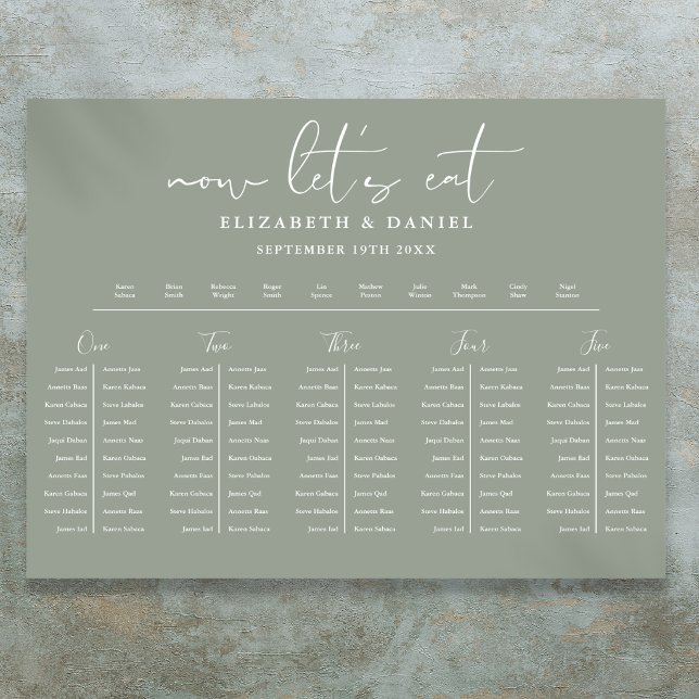 Salbeigrüne Tischordnung Hochzeits-Sitzplan Poster (Sage Green Table Plan Wedding Seating Chart)