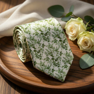 Salbeigrüne Toile-Blumenmuster Krawatte